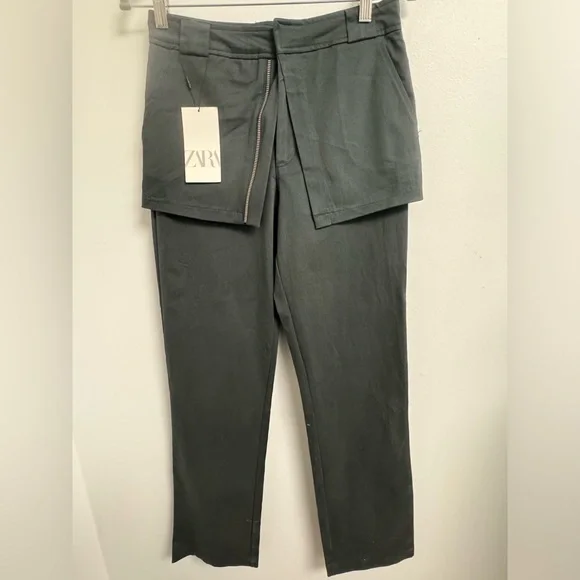Zara Charcoal Gray Asymmetrical Trousers - Picture 2 of 14
